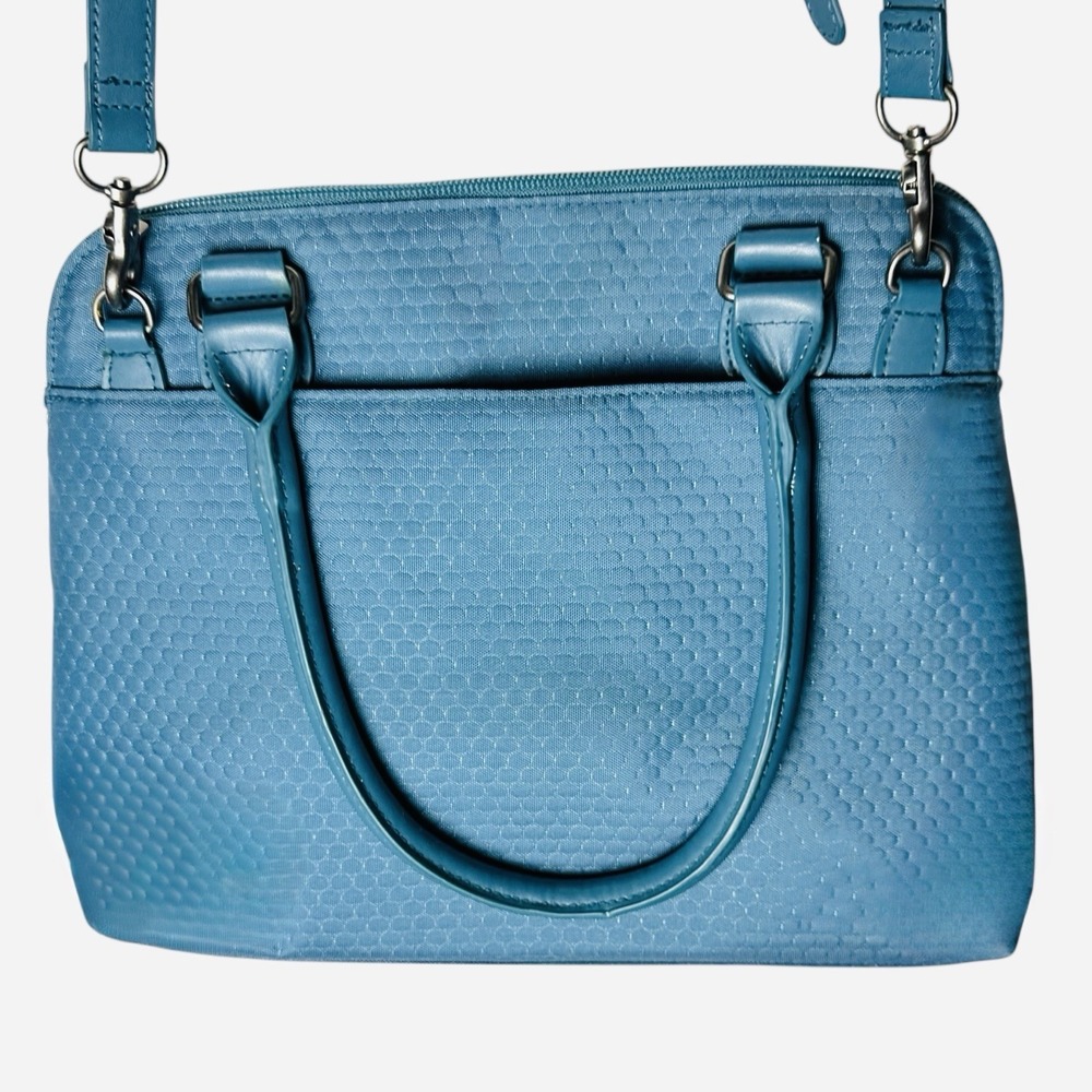 BAGGALLINI Natalie Satchel Teal Embossed Convertible Crossbody Organizer Handbag - Picture 3 of 13